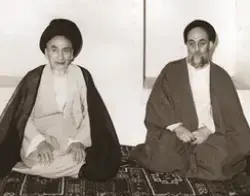 صورة العلامة الطباطبائي وآية الله السيد محمد هادي الميلاني